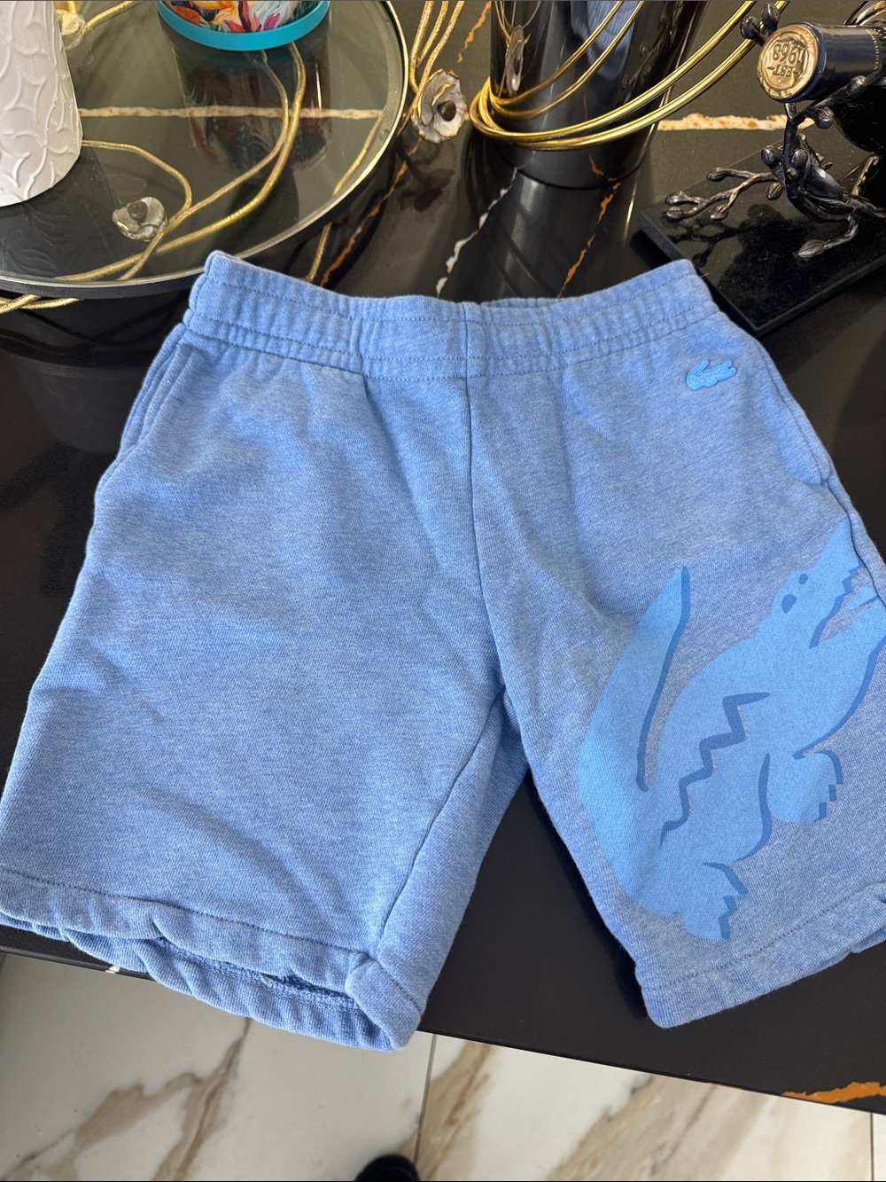 Lacoste Light Blue Crocodile Logo Athletic Shorts